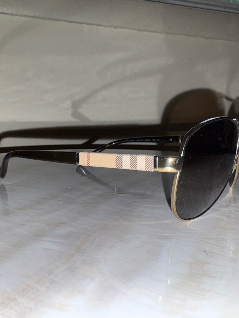 Burberry Gold Aviator BE3080 Sunglasses with Brown Gradient Polarized Lenses - Picture 4 of 6
